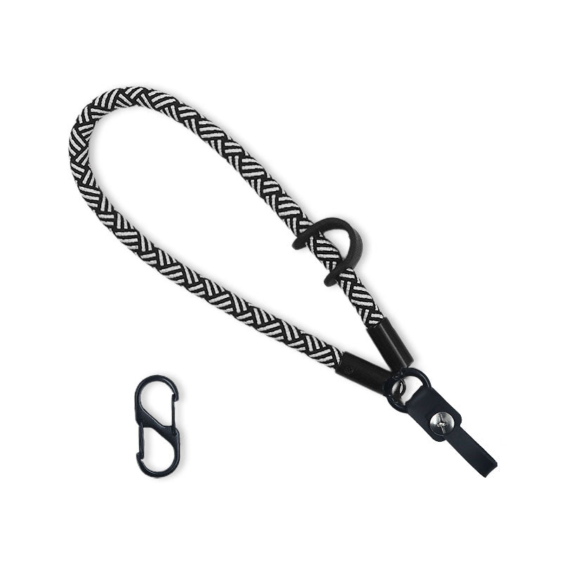 Short Wrist Lanyard Keychain w/ Leather Key Ring Ecalys